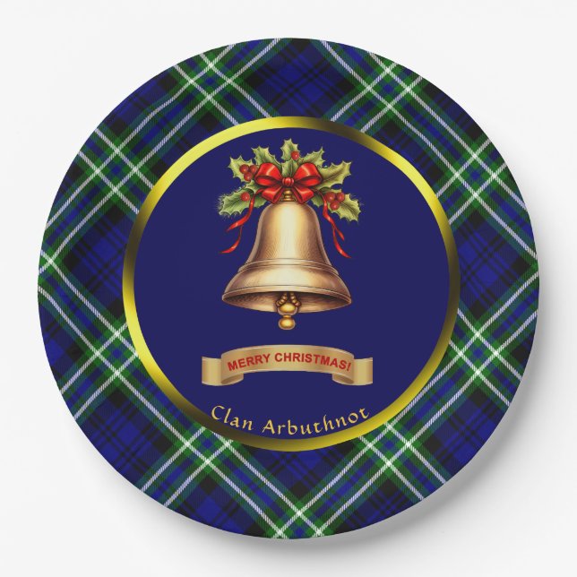 Plato De Papel Navidades personalizados de Arbuthnot Tartan (Anverso)