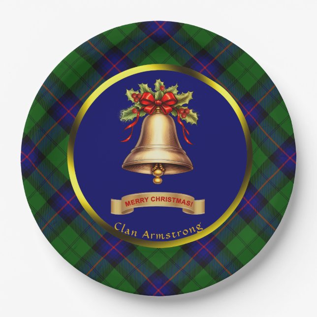 Plato De Papel Navidades personalizados de Armstrong Tartan (Anverso)