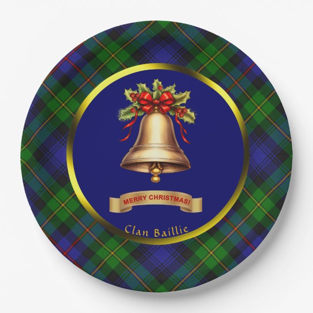 Plato De Papel Navidades personalizados de Baillie Tartan (Anverso)
