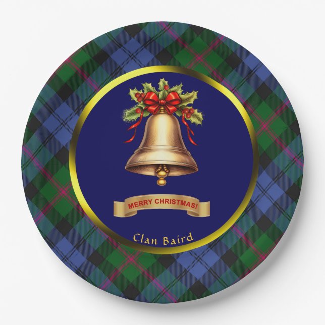 Plato De Papel Navidades personalizados de Baird Tartan (Anverso)