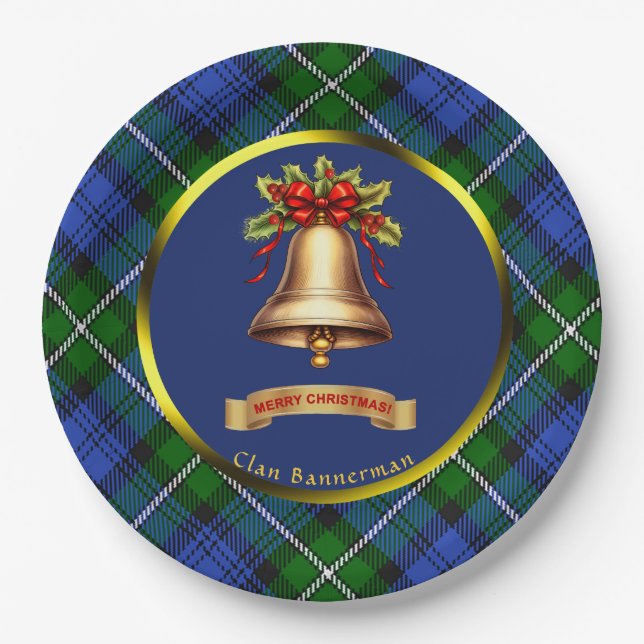 Plato De Papel Navidades personalizados de Bannerman Tartan (Anverso)