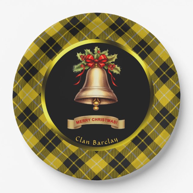 Plato De Papel Navidades personalizados de Barclay Tartan (Anverso)