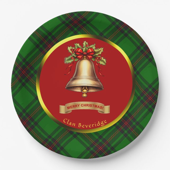 Plato De Papel Navidades personalizados de Beveridge Tartan (Anverso)