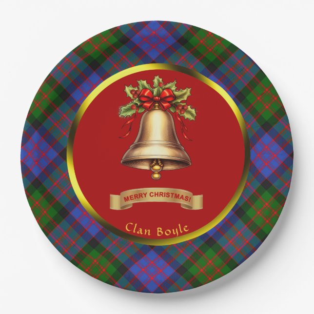 Plato De Papel Navidades personalizados de Boyle Tartan (Anverso)