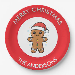 Plato De Papel Navidades Personalizados de Cute Gingerbread Man