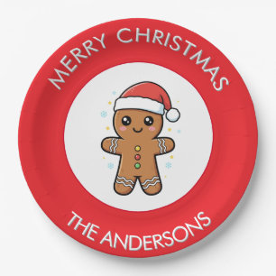 Plato De Papel Navidades Personalizados de Cute Gingerbread Man
