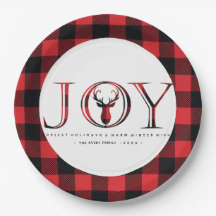 Plato De Papel Navidades personalizados de Joy Plaid