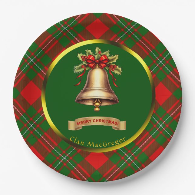 Plato De Papel Navidades personalizados de MacGregor Tartan (Anverso)