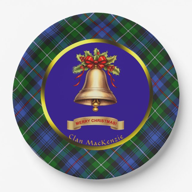 Plato De Papel Navidades personalizados de MacKenzie Tartan (Anverso)