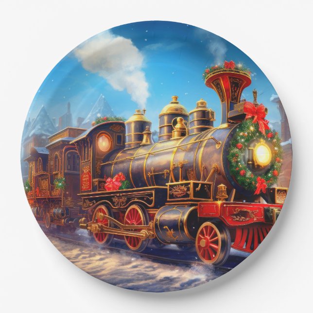Plato De Papel Navidades/Placa de papel Express del tren de vacac (Anverso)