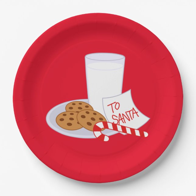 Plato De Papel Navidades Placas/Cookies de papel y leche (Anverso)