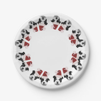 Plato De Papel Navidades placas de papel de Boston Terriers
