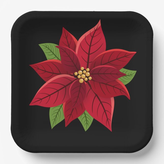 Plato De Papel Navidades Poinsettia (Anverso)