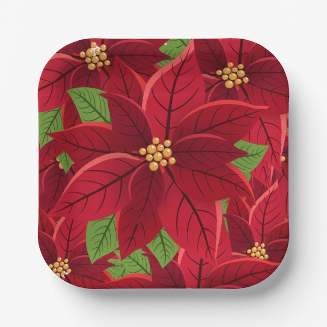 Plato De Papel Navidades Poinsettia (Anverso)