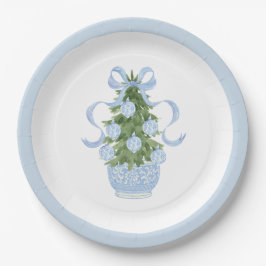 Plato De Papel Navidades Preppy Southern Blue