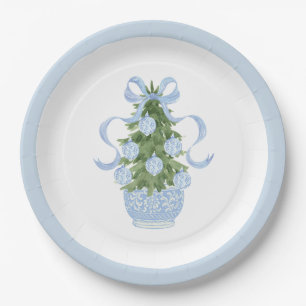 Plato De Papel Navidades Preppy Southern Blue