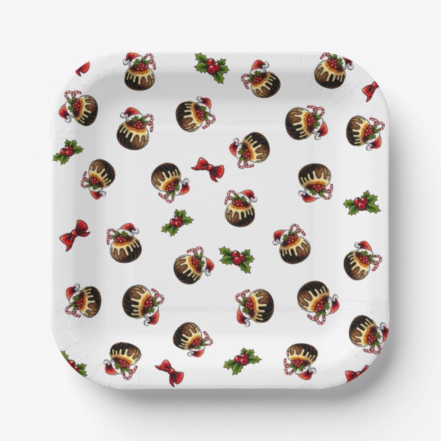 Plato De Papel Navidades pudding Placa de papel (Anverso)