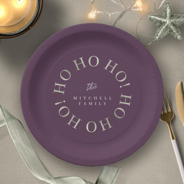 Plato De Papel Navidades Púrpura Verde Ho Ho ID1009 (Subido por el creador)