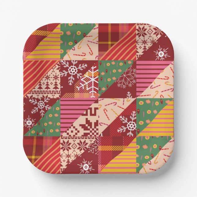 Plato De Papel Navidades Quilt (Anverso)