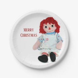 Plato De Papel Navidades Rag Doll Con Candy Cane