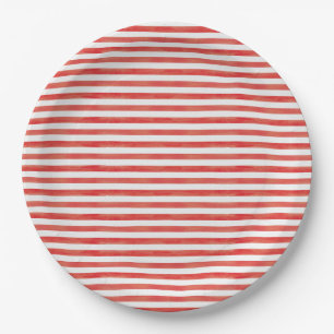 Plato De Papel Navidades Red Candy Cane Stripes