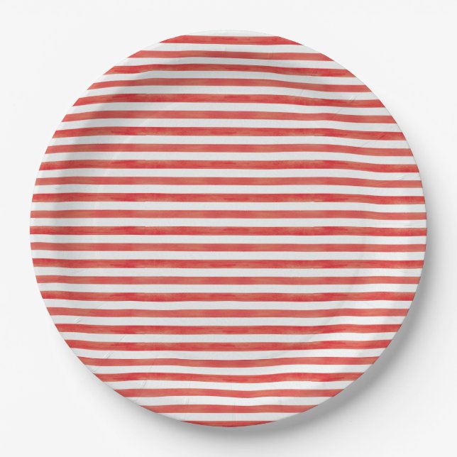 Plato De Papel Navidades Red Candy Cane Stripes (Anverso)