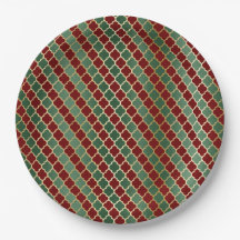 Navidades Red Gold Green Quatrefoil