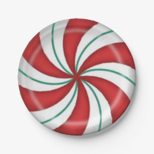 Plato De Papel Navidades Red Green Peppermint