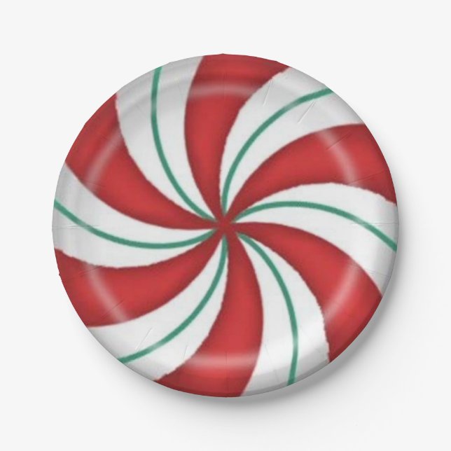 Plato De Papel Navidades Red Green Peppermint (Anverso)