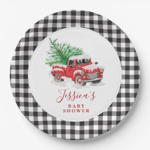 Plato De Papel Navidades Red Truck Holiday Baby Shower