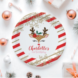 Plato De Papel Navidades Reno Cumpleaños Noche Copas de Nieve Str