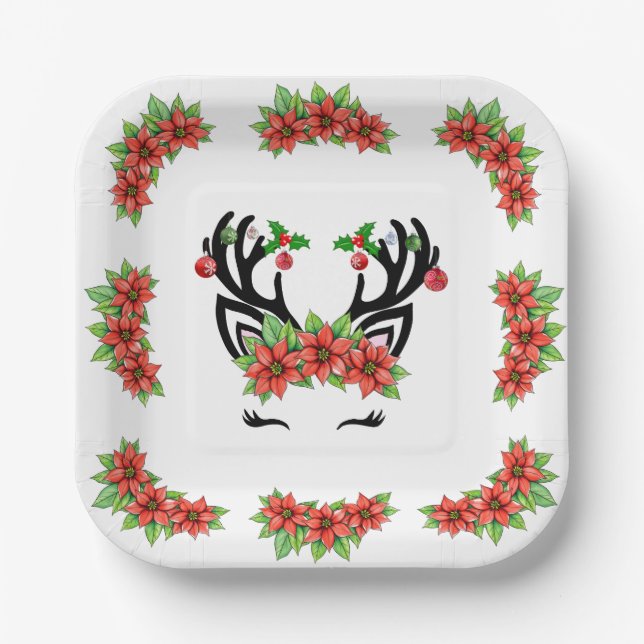 Plato De Papel Navidades renos (Anverso)