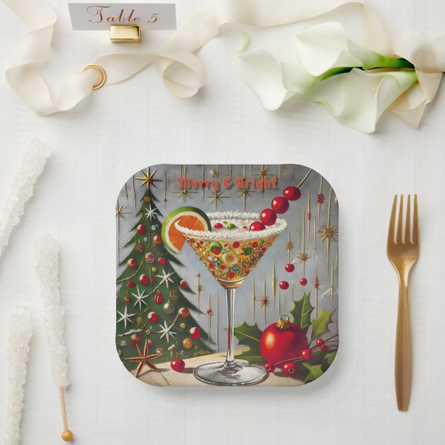 Plato De Papel Navidades retro 50 con un dulce dulce dulce (Boda)