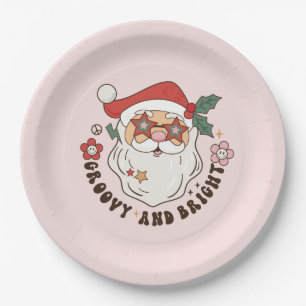 Plato De Papel Navidades Retro de Pink Groovy