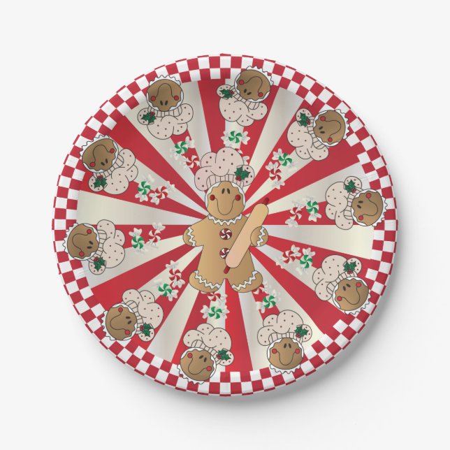 Plato De Papel Navidades Retro Gingerbread Bakers (Anverso)