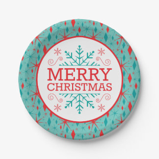 Plato De Papel Navidades Retro Mid Century Starburst y Diamonds
