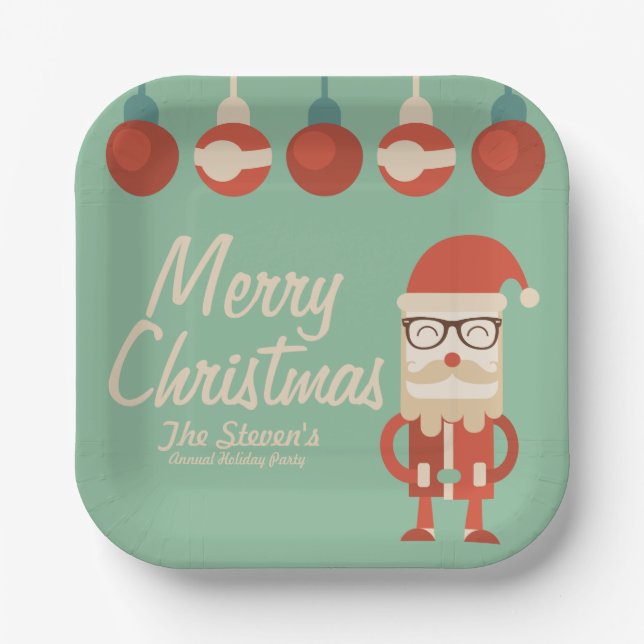 Plato De Papel ¡Navidades Retro Saludan! (Anverso)