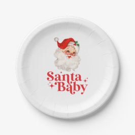 Plato De Papel Navidades Retro Santa Baby