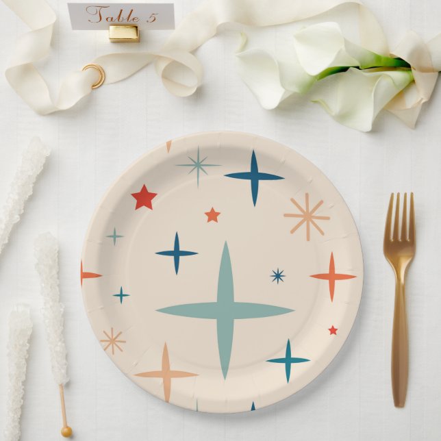 Plato De Papel Navidades retro suspenden fiesta navideña (Boda)