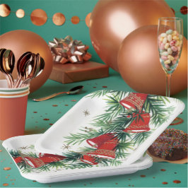 Plato De Papel Navidades retro vintage campanas placa fiesta