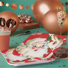 Plato De Papel Navidades retro vintage placa de fiesta de renos S