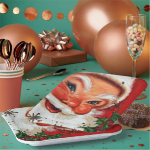 Plato De Papel Navidades retro vintage placa de fiesta de renos S