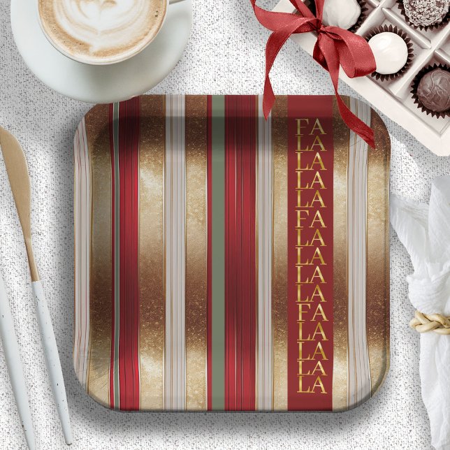 Plato De Papel Navidades rojos Fa La La Pattern#27 ID1009 (Subido por el creador)