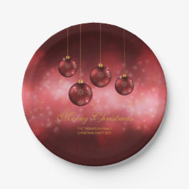 Plato De Papel Navidades Rojos Festividades Baubles Con Texto Per