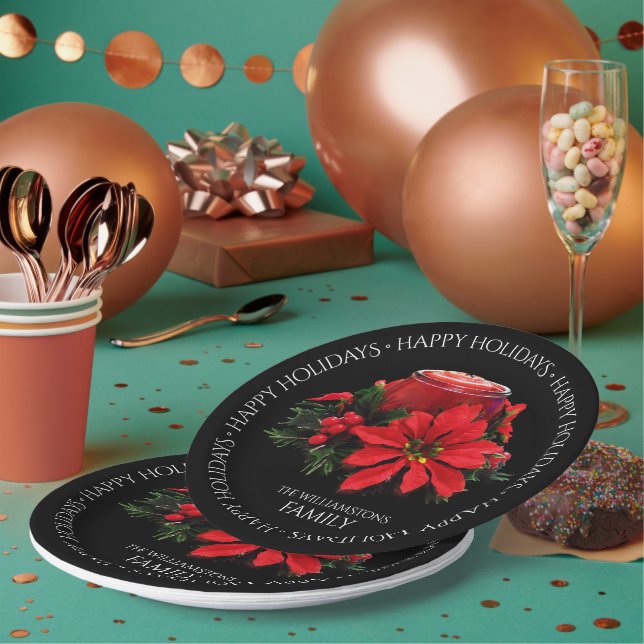 Plato De Papel Navidades rojos festivos Candle Holly Poinsettias (Multi)