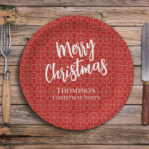 Plato De Papel Navidades rojos Sencillo y elegante invierno tradi