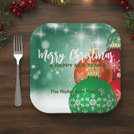 Plato De Papel Navidades rojos verdes bautizan a invierno maravil
