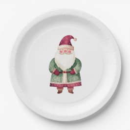 Plato De Papel Navidades rojos verdes Santa Claus