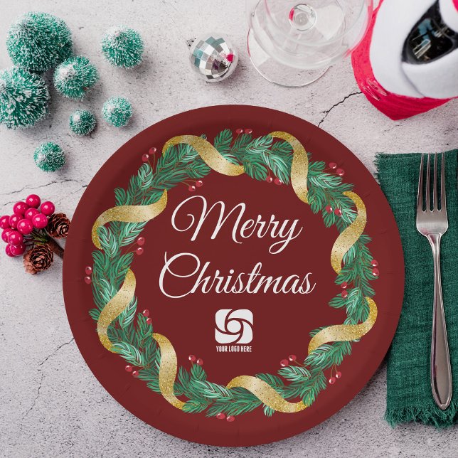 Plato De Papel Navidades rojos Wreath Personalizado Company Marke (Subido por el creador)