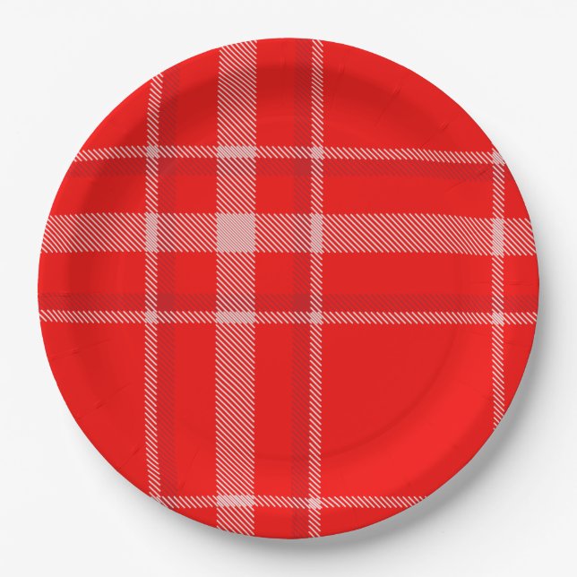 Plato De Papel Navidades rojos y blancos celebran fiesta (Anverso)
